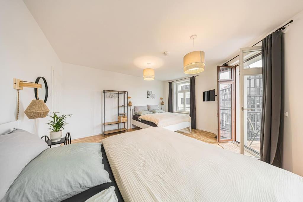 Stylisches Zentrales City-Apartment Mit 2 Balkonen Leipzig Eksteriør billede